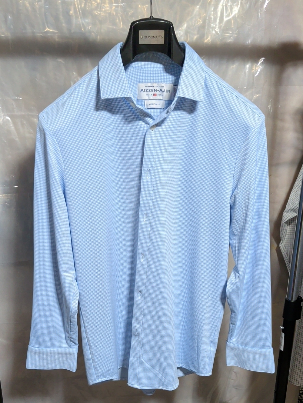 Mizzen+Main Light Blue Micro-Check Dress Shirt